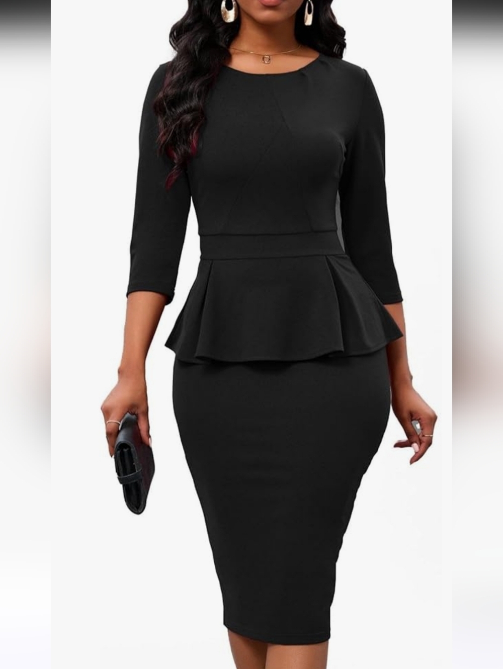 PerZeal Women's XXL Peplum Dress - Black